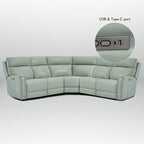 Canapé d'angle inclinable électrique 104 W en cuir véritable 3 couleurs avec fonction zéro gravité, ports USB et USB-C, 2 fauteuils fixes sans accoudoirs