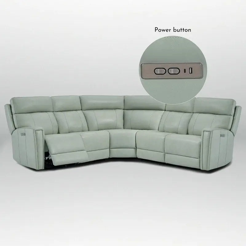 Canapé d'angle inclinable électrique 104 W en cuir véritable 3 couleurs avec fonction zéro gravité, ports USB et USB-C, 2 fauteuils fixes sans accoudoirs