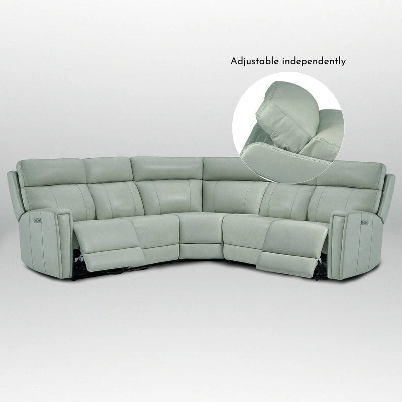 Canapé d'angle inclinable électrique 104 W en cuir véritable 3 couleurs avec fonction zéro gravité, ports USB et USB-C, 2 fauteuils fixes sans accoudoirs