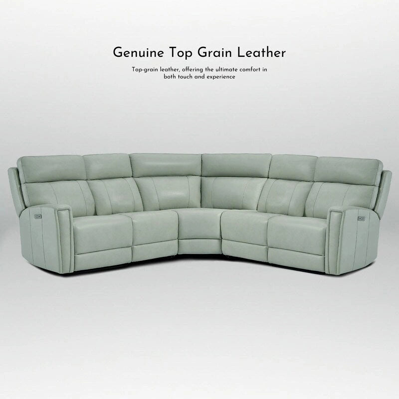 Canapé d'angle inclinable électrique 104 W en cuir véritable 3 couleurs avec fonction zéro gravité, ports USB et USB-C, 2 fauteuils fixes sans accoudoirs