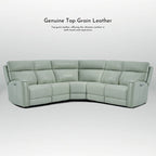 Canapé d'angle inclinable électrique 104 W en cuir véritable 3 couleurs avec fonction zéro gravité, ports USB et USB-C, 2 fauteuils fixes sans accoudoirs