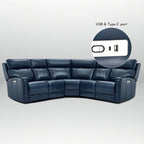 Canapé d'angle inclinable électrique 104 W en cuir véritable 3 couleurs avec fonction zéro gravité, ports USB et USB-C, 2 fauteuils fixes sans accoudoirs