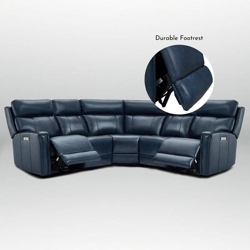 Canapé d'angle inclinable électrique 104 W en cuir véritable 3 couleurs avec fonction zéro gravité, ports USB et USB-C, 2 fauteuils fixes sans accoudoirs