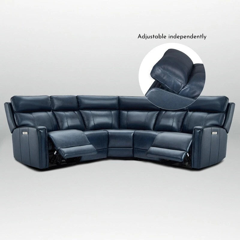 Canapé d'angle inclinable électrique 104 W en cuir véritable 3 couleurs avec fonction zéro gravité, ports USB et USB-C, 2 fauteuils fixes sans accoudoirs