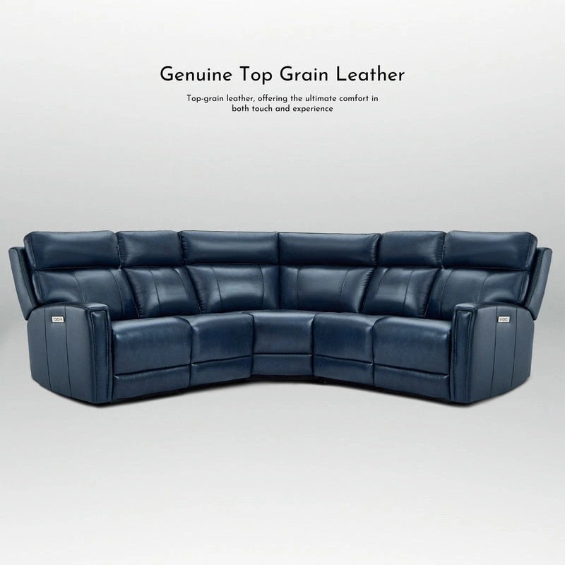 Canapé d'angle inclinable électrique 104 W en cuir véritable 3 couleurs avec fonction zéro gravité, ports USB et USB-C, 2 fauteuils fixes sans accoudoirs