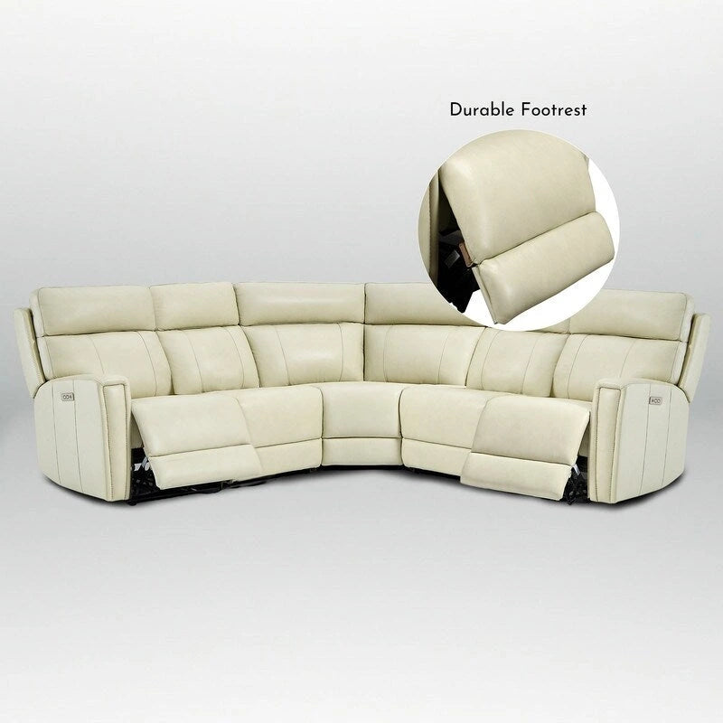 Canapé d'angle inclinable électrique 104 W en cuir véritable 3 couleurs avec fonction zéro gravité, ports USB et USB-C, 2 fauteuils fixes sans accoudoirs