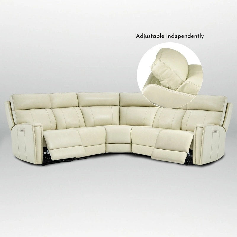 Canapé d'angle inclinable électrique 104 W en cuir véritable 3 couleurs avec fonction zéro gravité, ports USB et USB-C, 2 fauteuils fixes sans accoudoirs