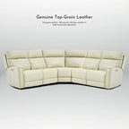 Canapé d'angle inclinable électrique 104 W en cuir véritable 3 couleurs avec fonction zéro gravité, ports USB et USB-C, 2 fauteuils fixes sans accoudoirs