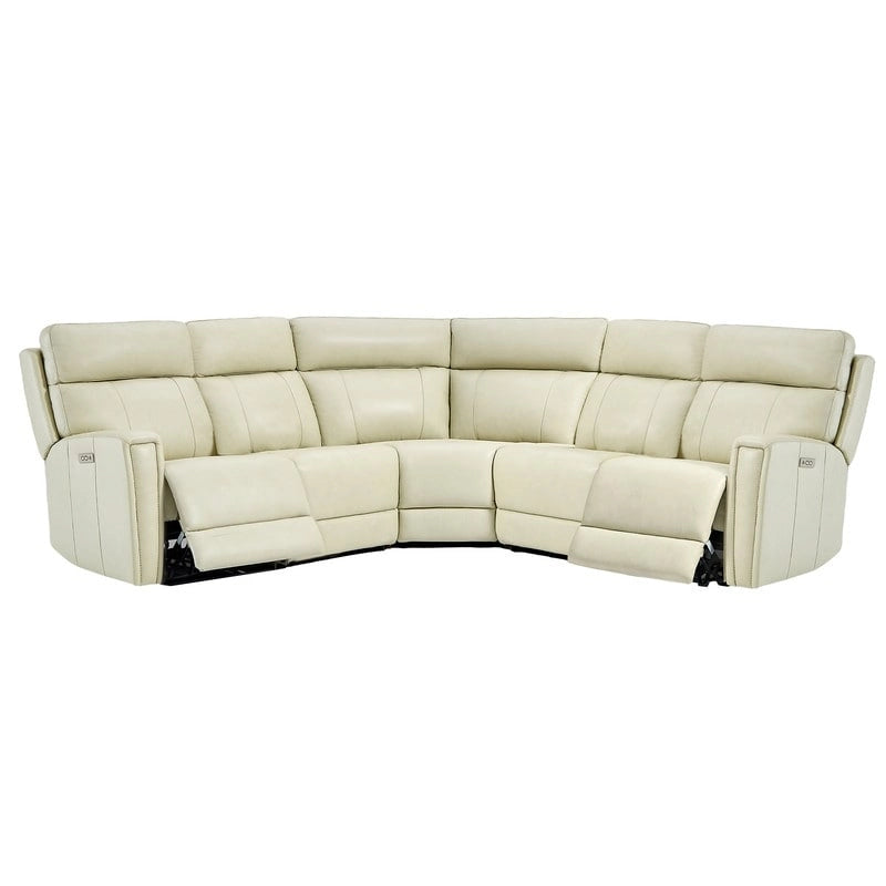 Canapé d'angle inclinable électrique 104 W en cuir véritable 3 couleurs avec fonction zéro gravité, ports USB et USB-C, 2 fauteuils fixes sans accoudoirs