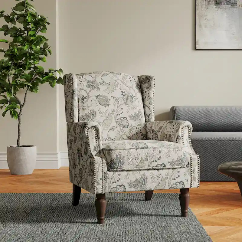 Fauteuil d'appoint rembourré à motifs pour salon