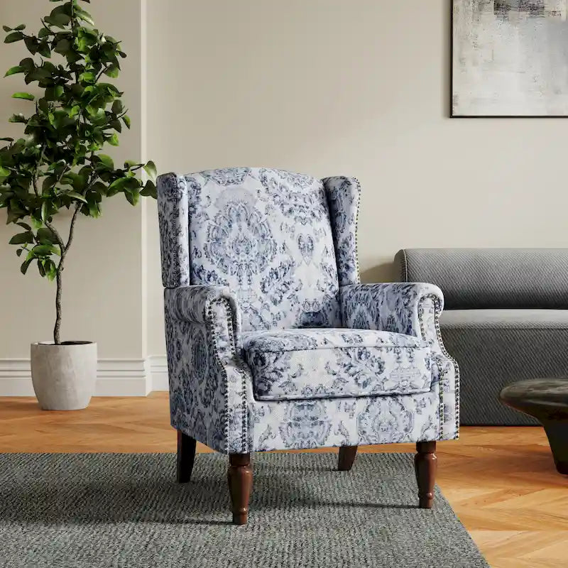Fauteuil d'appoint rembourré à motifs pour salon