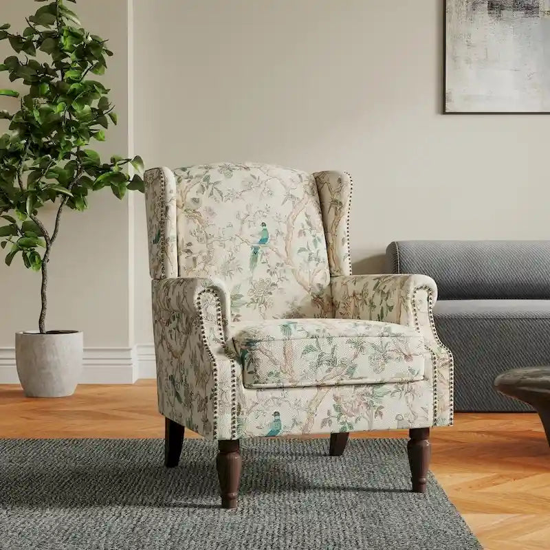 Fauteuil d'appoint rembourré à motifs pour salon