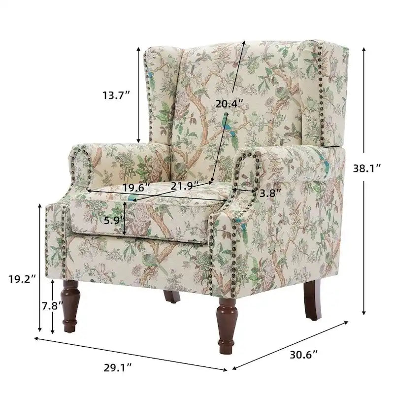 Fauteuil d'appoint rembourré à motifs pour salon