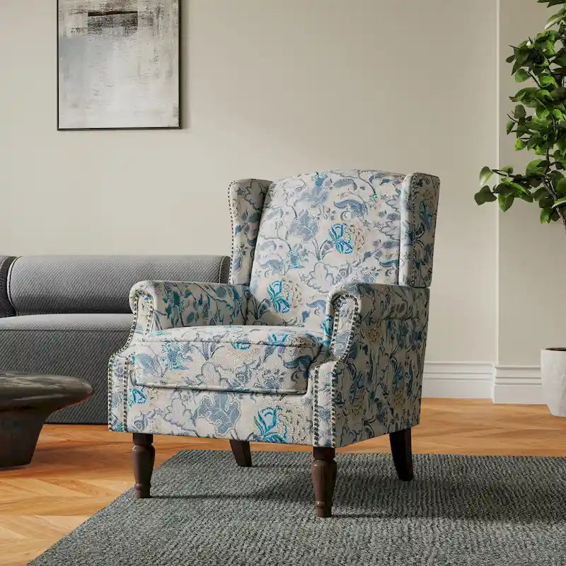 Fauteuil d'appoint rembourré à motifs pour salon