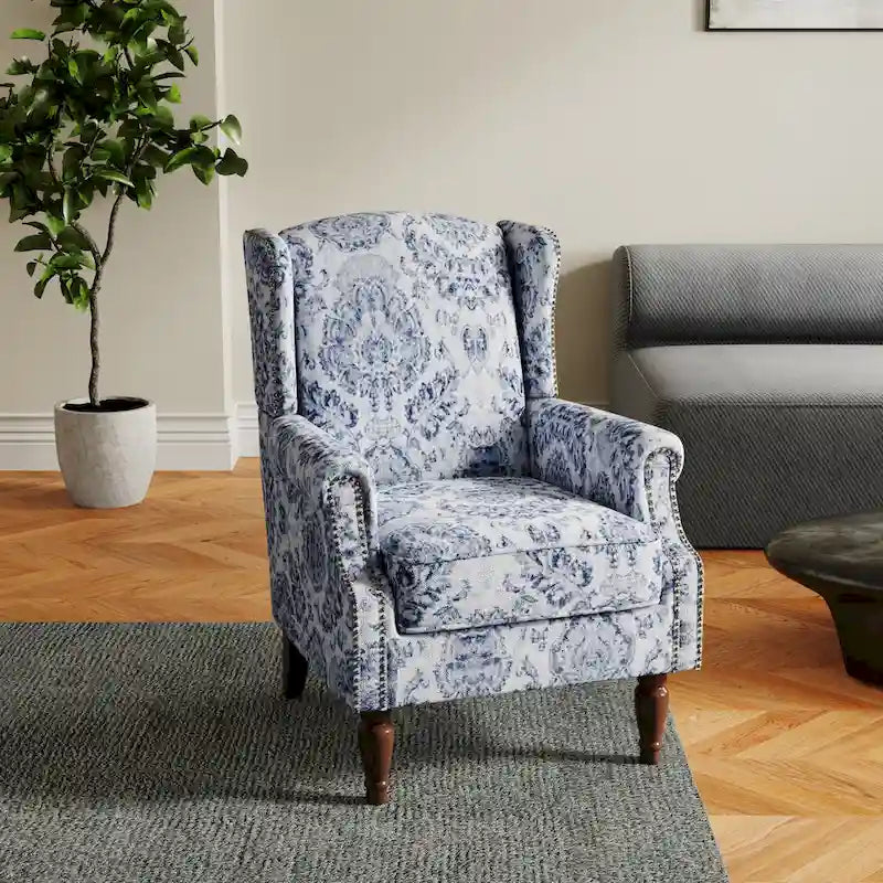 Fauteuil d'appoint rembourré à motifs pour salon