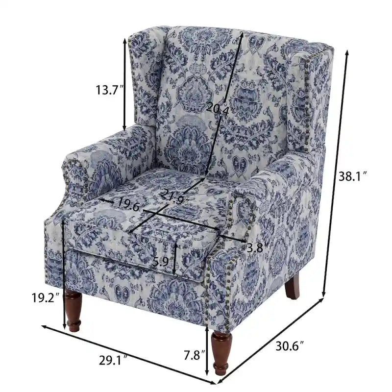 Fauteuil d'appoint rembourré à motifs pour salon