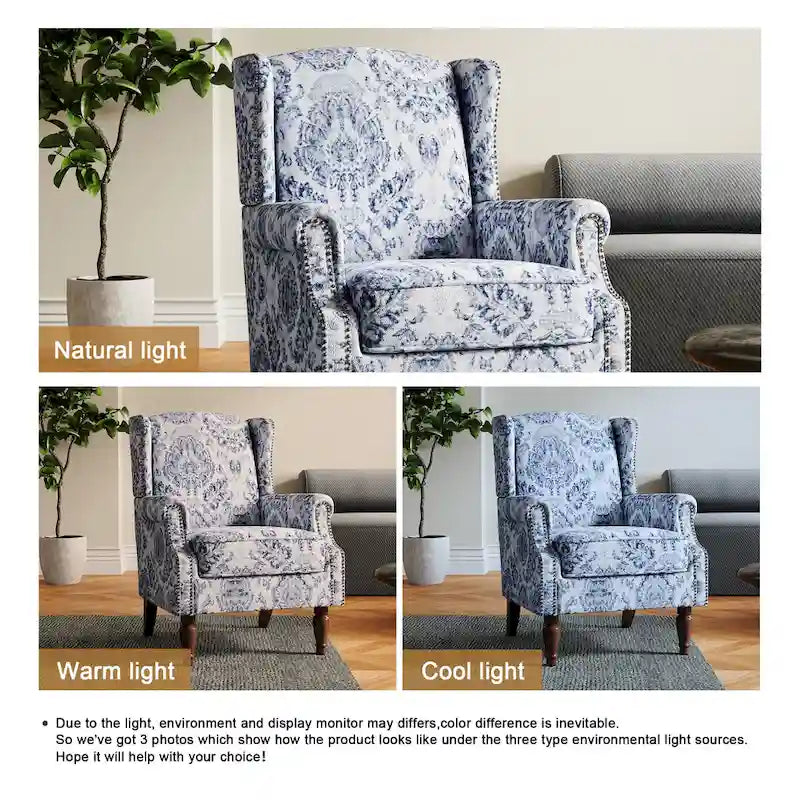 Fauteuil d'appoint rembourré à motifs pour salon