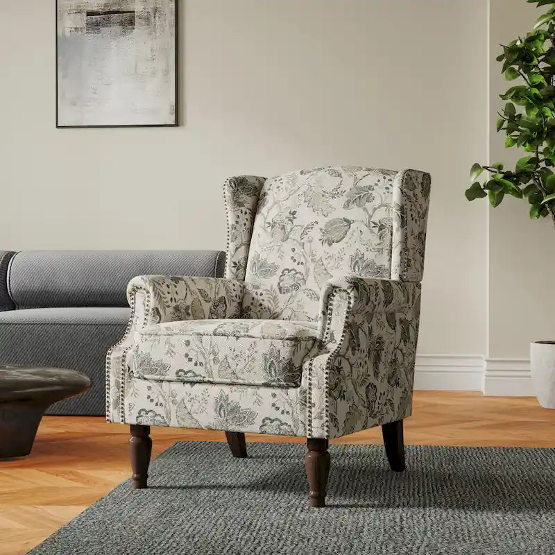 Fauteuil d'appoint rembourré à motifs pour salon