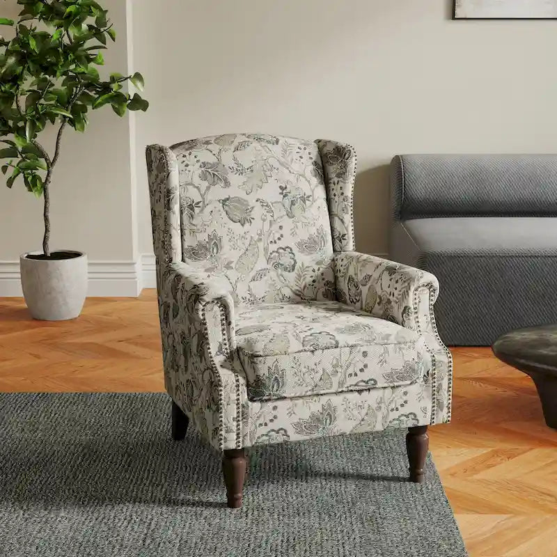 Fauteuil d'appoint rembourré à motifs pour salon
