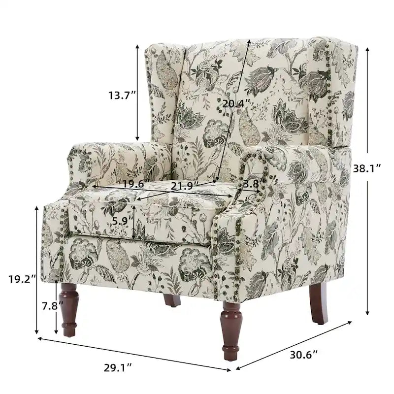 Fauteuil d'appoint rembourré à motifs pour salon