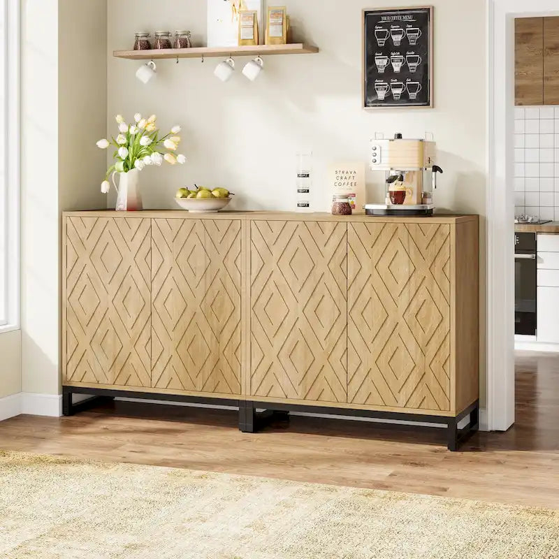 Buffet de style campagnard de 57,5 ​​pouces avec portes pour la cuisine