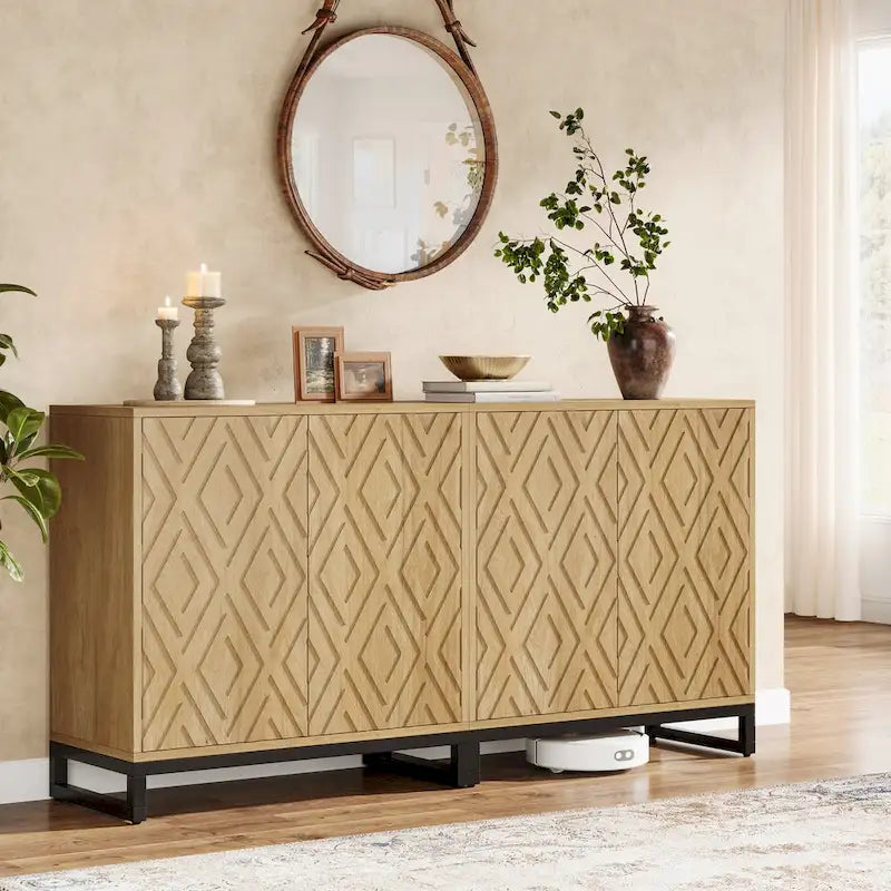 Buffet de style campagnard de 57,5 ​​pouces avec portes pour la cuisine