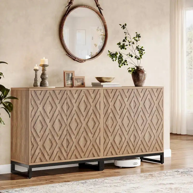 Buffet de style campagnard de 57,5 ​​pouces avec portes pour la cuisine