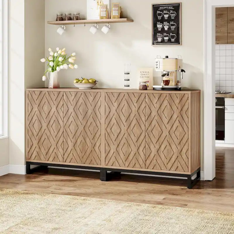 Buffet de style campagnard de 57,5 ​​pouces avec portes pour la cuisine