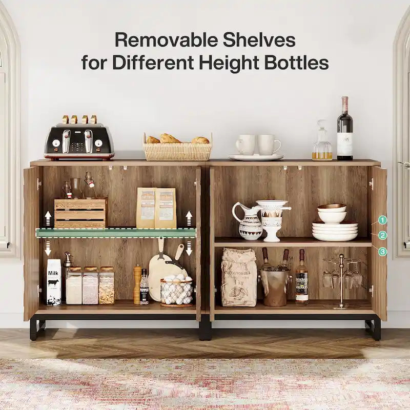 Buffet de style campagnard de 57,5 ​​pouces avec portes pour la cuisine
