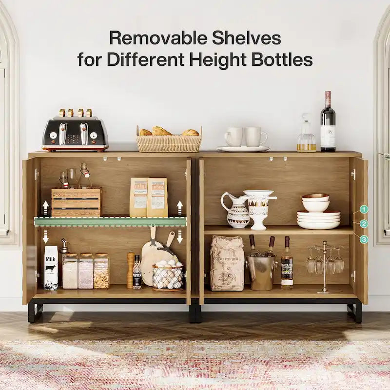 Buffet de style campagnard de 57,5 ​​pouces avec portes pour la cuisine