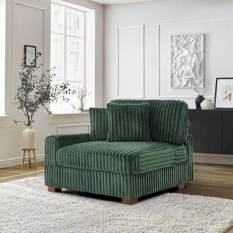 Canapé d'angle modulable en velours chenille avec méridienne