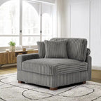 Canapé d'angle modulable en velours chenille avec méridienne