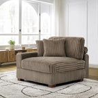 Canapé d'angle modulable en velours chenille avec méridienne