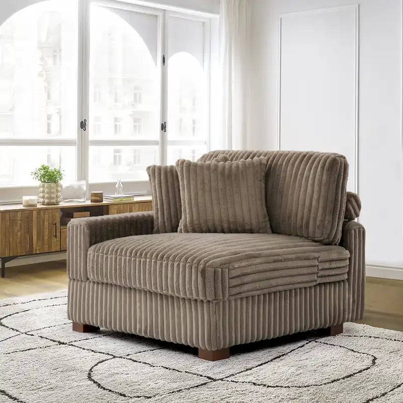 Canapé d'angle modulable en velours chenille avec méridienne