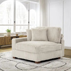 Canapé d'angle modulable en velours chenille avec méridienne