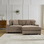 Canapé d'angle modulable en velours chenille avec méridienne