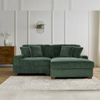 Canapé d'angle modulable en velours chenille avec méridienne