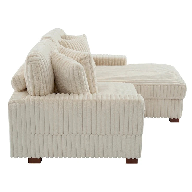 Canapé d'angle modulable en velours chenille avec méridienne