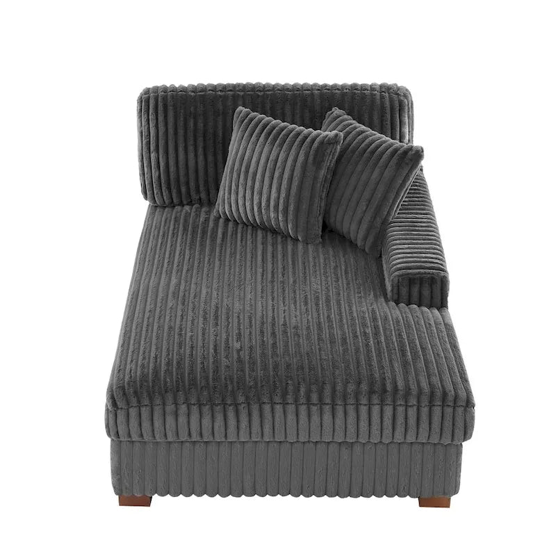 Canapé d'angle modulable en velours chenille avec méridienne