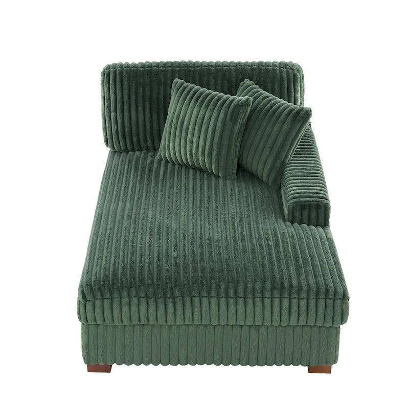 Canapé d'angle modulable en velours chenille avec méridienne