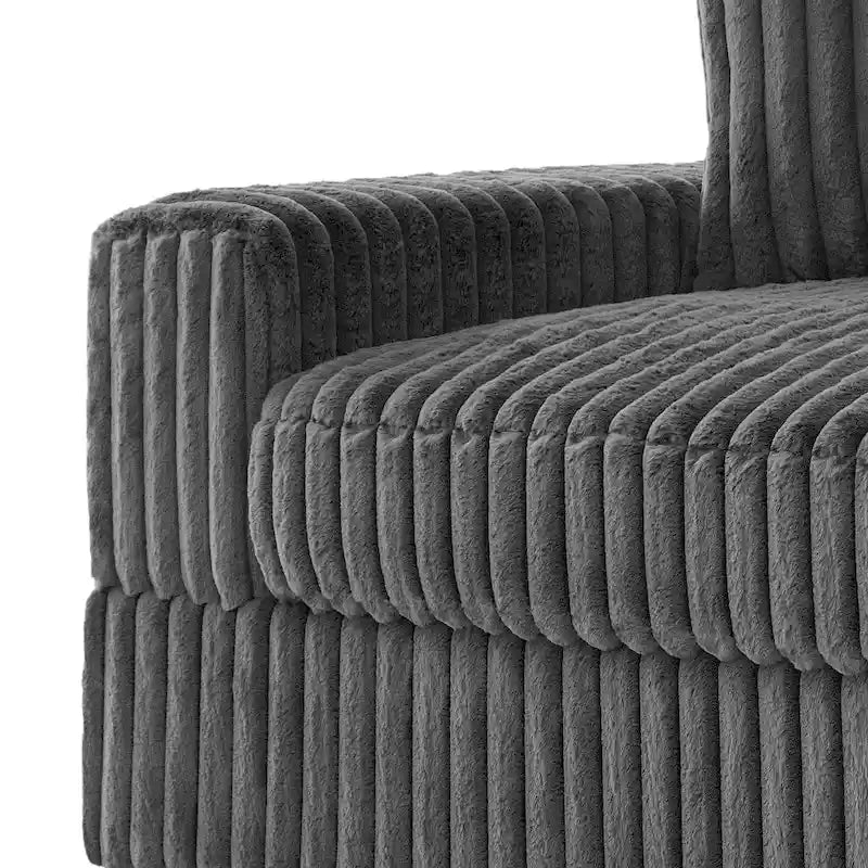 Canapé d'angle modulable en velours chenille avec méridienne