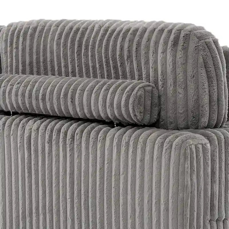 Canapé d'angle modulable en velours chenille avec méridienne