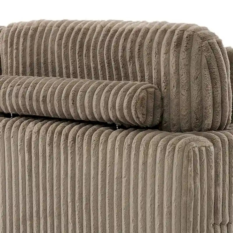 Canapé d'angle modulable en velours chenille avec méridienne