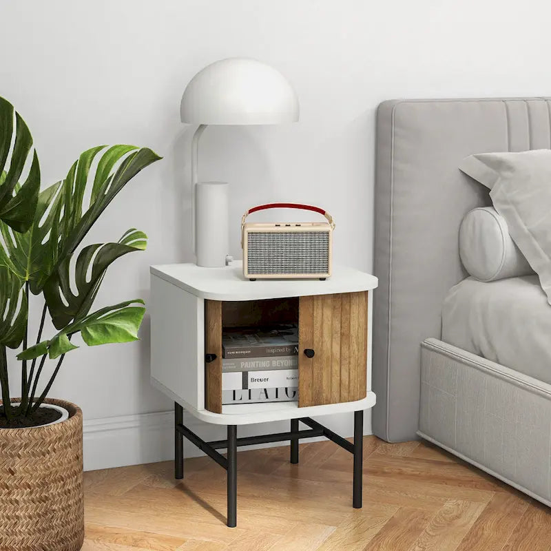 Ensemble de 2 tables de chevet Gymax compactes et modernes avec tiroir coulissant