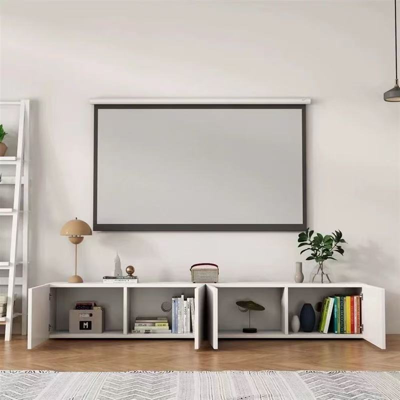 Table basse en bois massif blanc, 110 x 50 x 40 cm