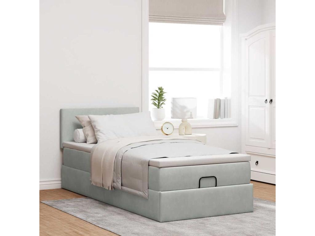 Matelas en velours gris, 100 x 200 cm
