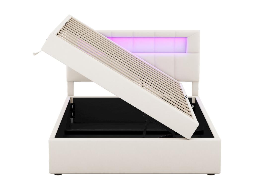 Lit en velours beige, 90 x 200 cm