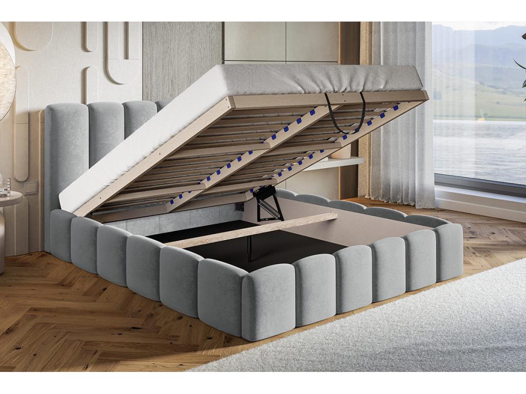 Lit en tissu bouclé anthracite, 140 x 200 cm