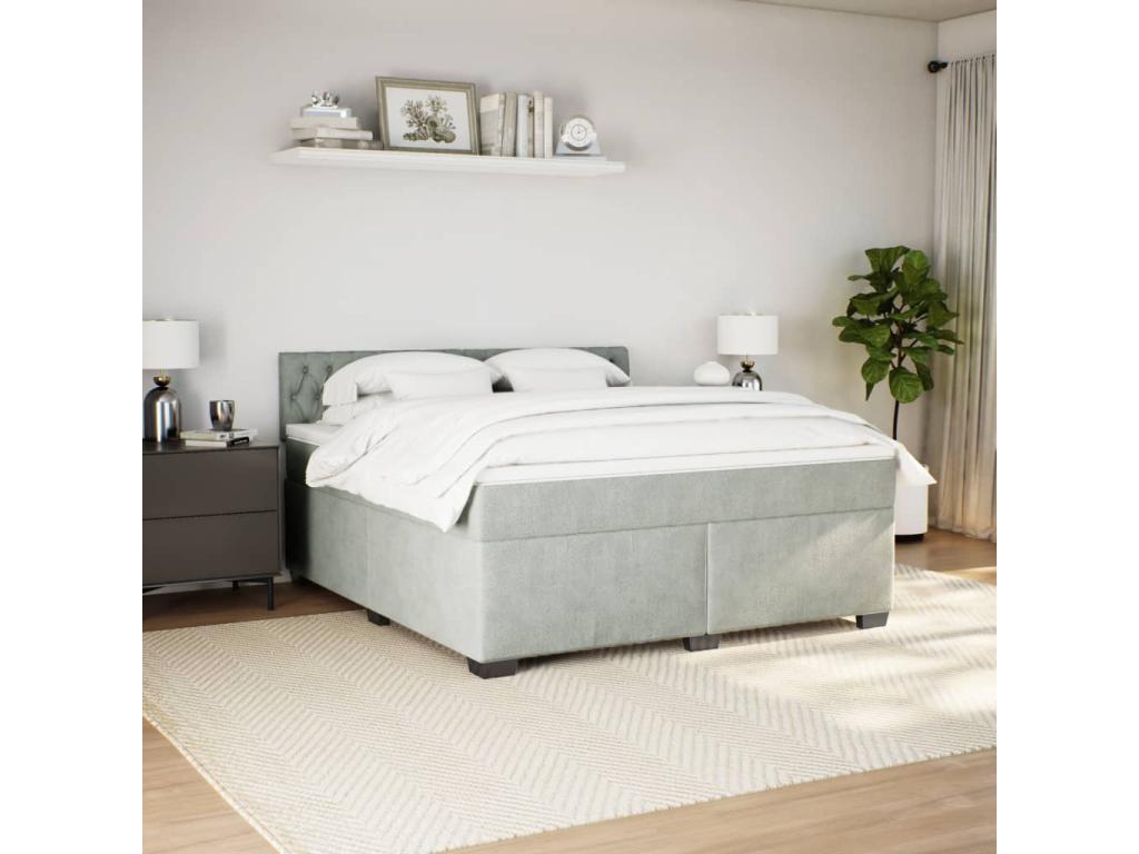 Matelas en velours gris, 180 x 200 cm