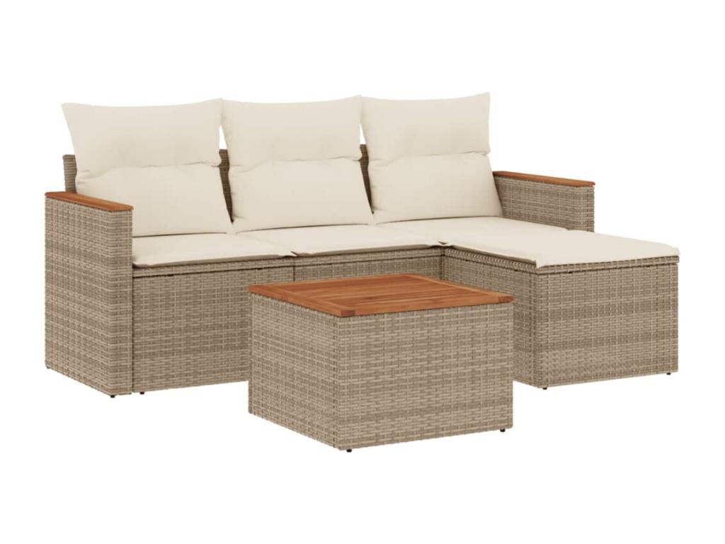 Ensemble de mobilier de jardin en résine tressée beige - dlz1766568626695